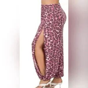 Pink Leopard Print Joggers XL NWOT